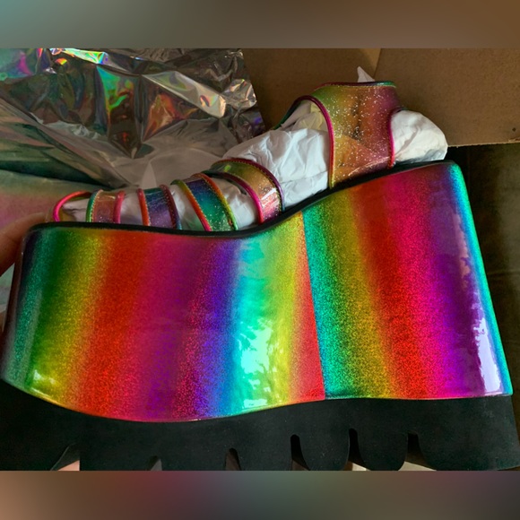 NEW Dolls Kill x Club Exx Fantastic Hues Platform Sandals Size US 7 - Picture 3 of 10